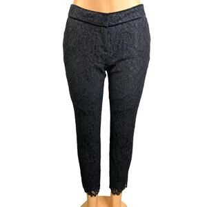 Vineyard Vines Women’s Size 4 Jet Black Slim Lace Ankle Pants Mid Rise Cocktail